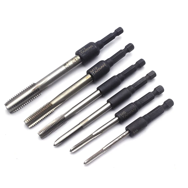 M4-M16 Tap Die Socket Adapter Alloy Steel Air Batch 1/4 Hex Shank Threading Tool for Mold Manufacturing Auto Repair