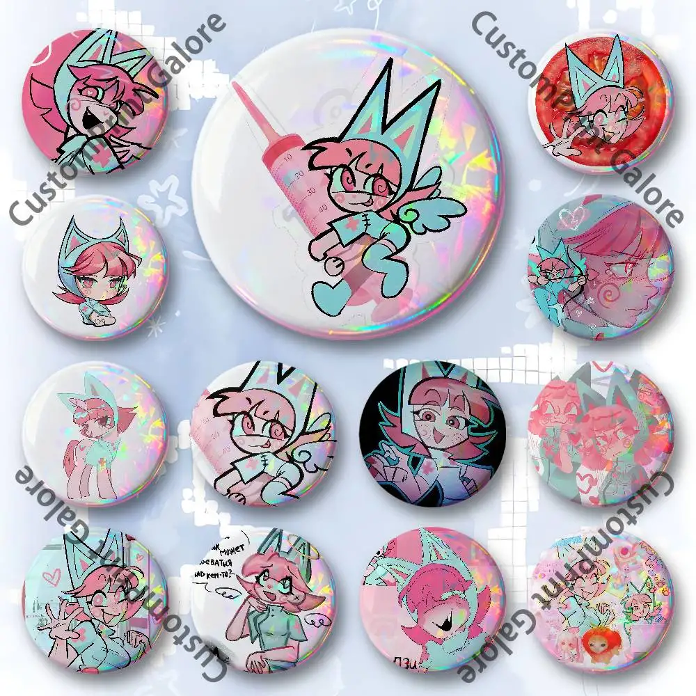 P-Psychocuties 딸기 배지 58 44 32 75 25 mm 에나멜 핀 양철 원형 ..