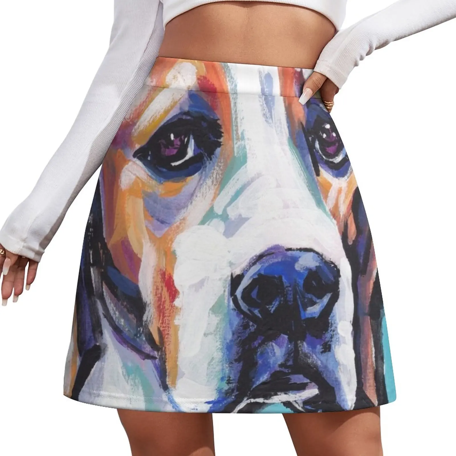 English Pointer Dog Bright colorful pop dog art Mini Skirt Clothing female extreme mini dress Female dress