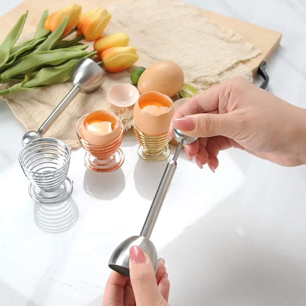 

Practical Egg Shell Opener Creative Multifunction Egg Cups Stand Holders Stainless Steel Egg Topper Cutter Boiled Eggs