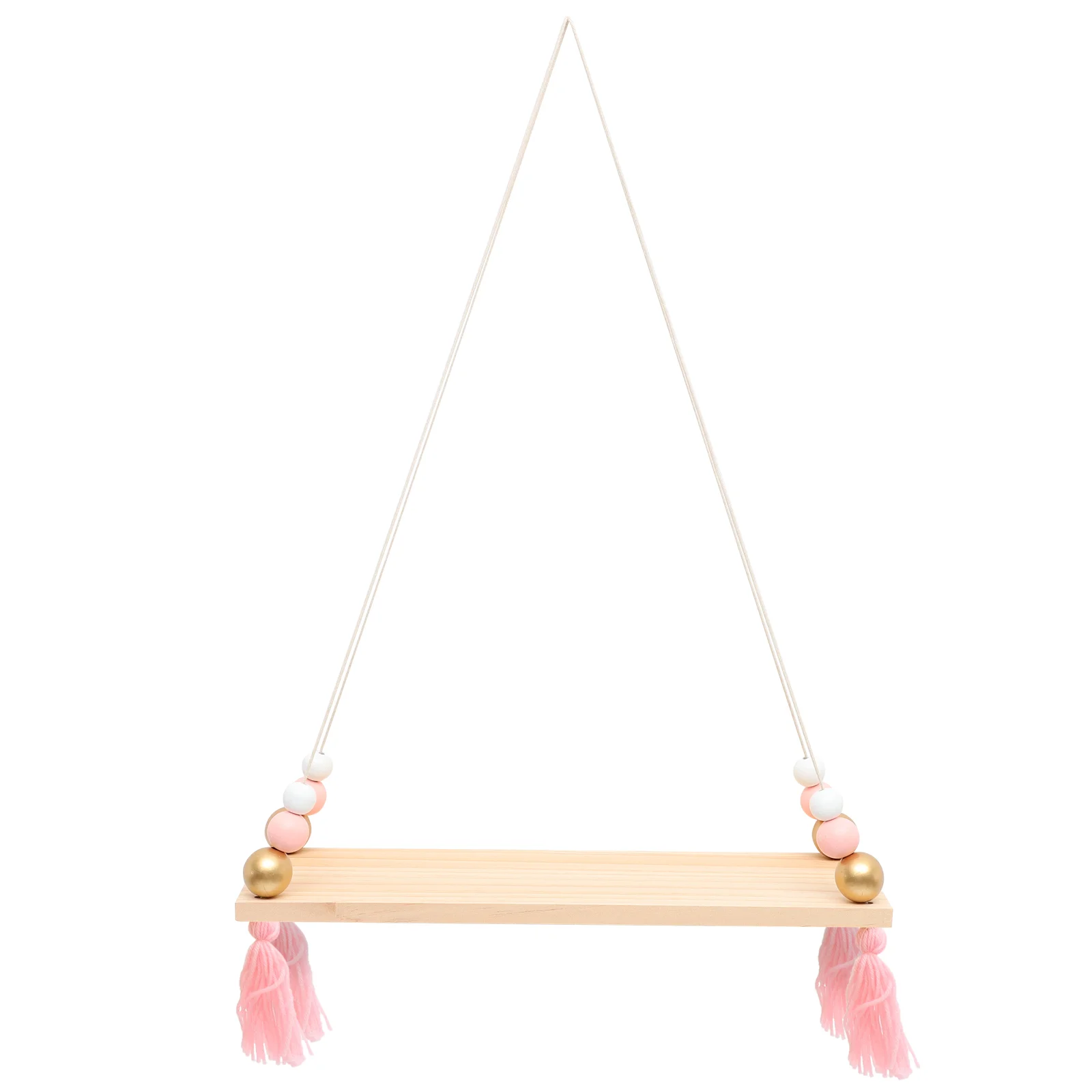 

Plant Stand Wooden Bead Shelf Book Shelves Seasoning Rack Cotton Rope Decorative