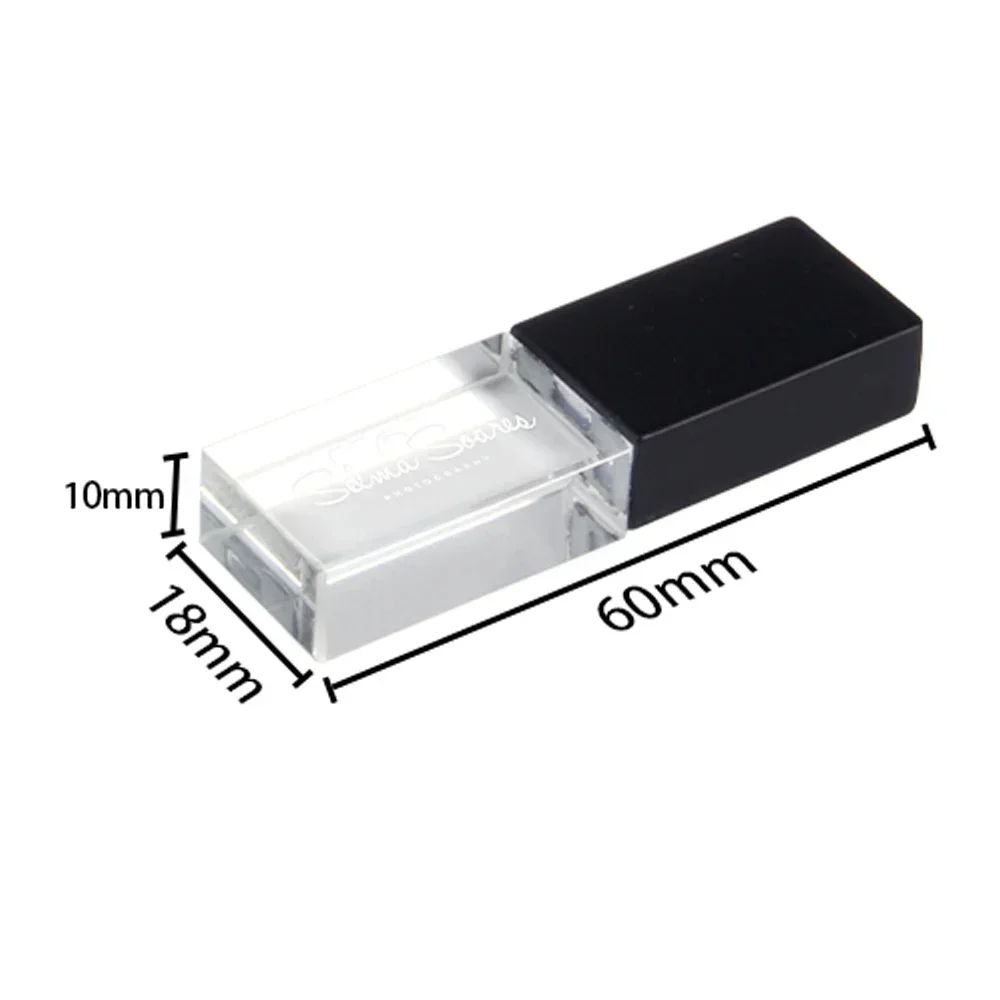 High-velocidade Crystal Usb Flash Drives Logo Pendrive u Disk Iron Box Memory Stick 4gb 128gb 64gb 32gb 4gb 10 Pcs por Lote - Imagem 3