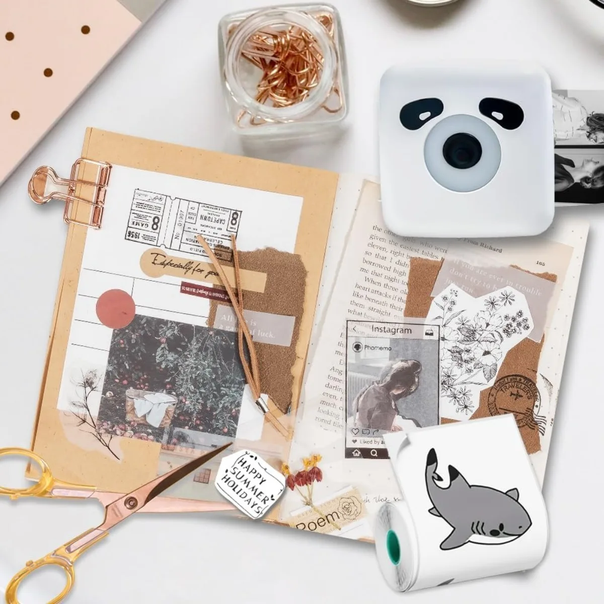 White Self-Adhesive Thermal Paper for HD Mini Printers - Uncharged, No Battery or Electronic Component