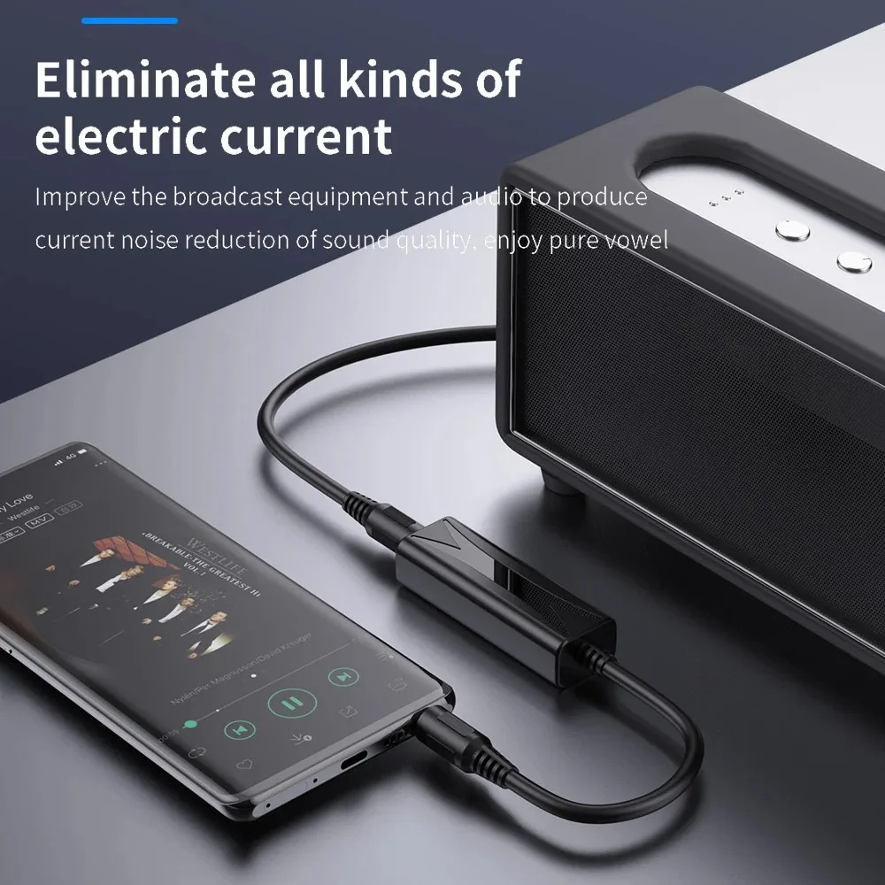 Audio Noise Filter 3.5mm Anti-interference Ground Loop Noise Isolator Eliminate Cancelling for Home Stereo Car Audio System