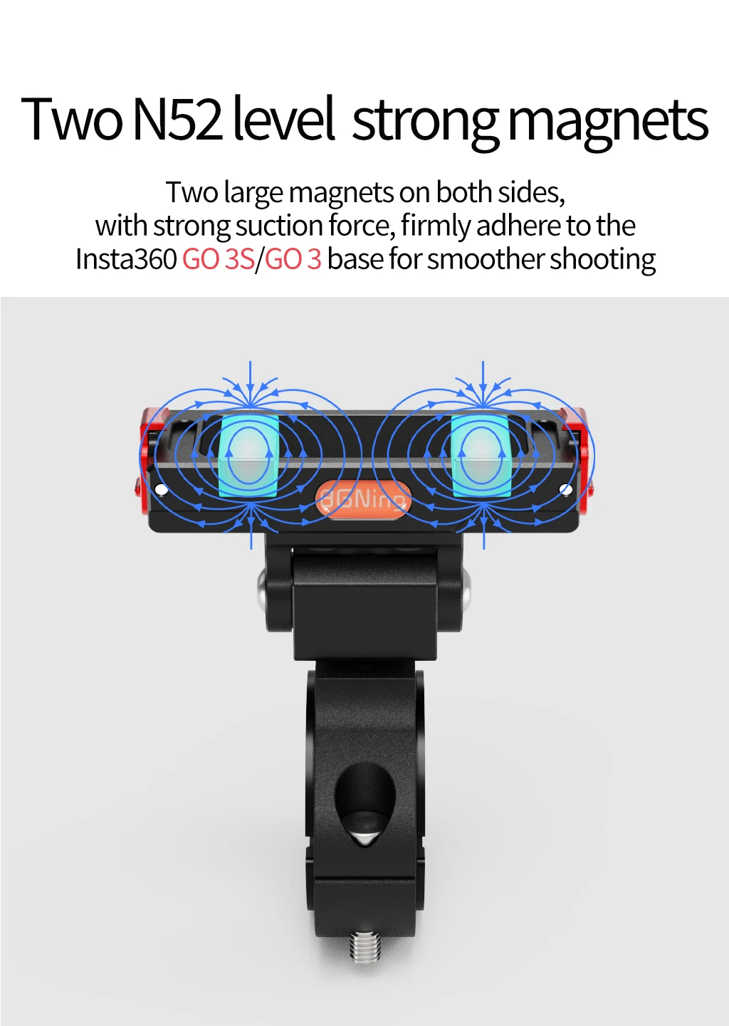 GO 3S Magnetische Halterung Ladestation Schnellverschluss Halterung Motorrad Lenker Klemme für Insta360 Go 3 3S Kamera Halter – Detail 6