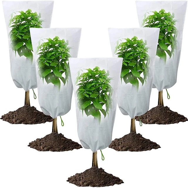 1/3Pcs Plant Covers Freeze Protection Non-woven Fabric Frost Cloth Plants Jacket Drawstring Tree Cover for Outdoor Plants 3