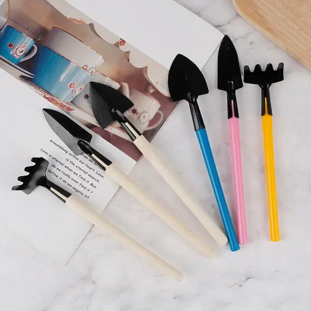 Szilárd Fa Színű Kertészkedés Spatula Háromrészes Zamatos Kerti Virág Szerszám Mini Cserepes Szett Kültéri Kézi Növényi