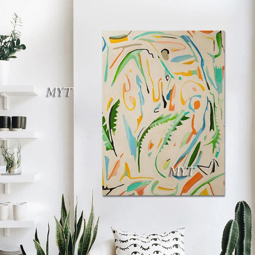 

Large Abstract Plant Modern Wall Painting Art Canvas Picture Green Acrylic Artwork Frameless Home Decor Wholesale Hot Selling