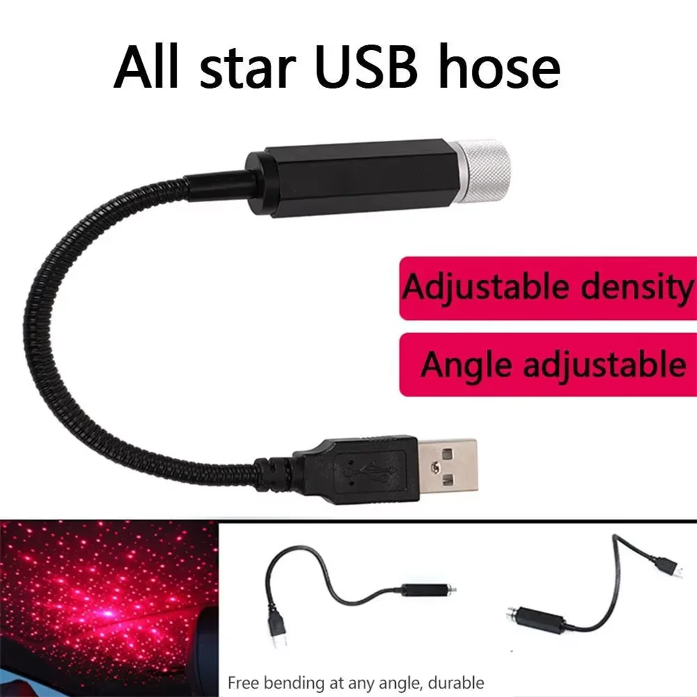 USB Dual Head LED Starry Sky Night Light USB Powered Galaxy Star Projector Atmosphere Lamp For Auto Car Roof Room Ceiling Decor 5