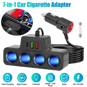 Caricabatteria Inverter per auto 120W caricabatteria USB per auto adattatore accendisigari 12V 24V presa accendisigari Splitter viaggi su strada elettronica automobilistica
