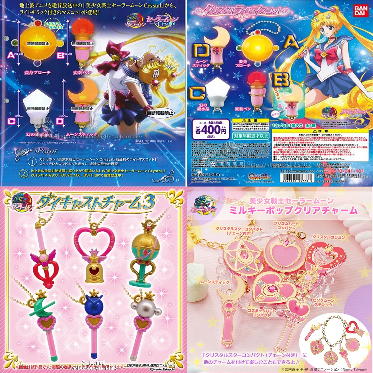 Bandai Sailor Moon Gashape Asli Mainan Liontin Transformator Lampu Kristal Halus Mainan Action Figure Hadiah Anak Perempuan