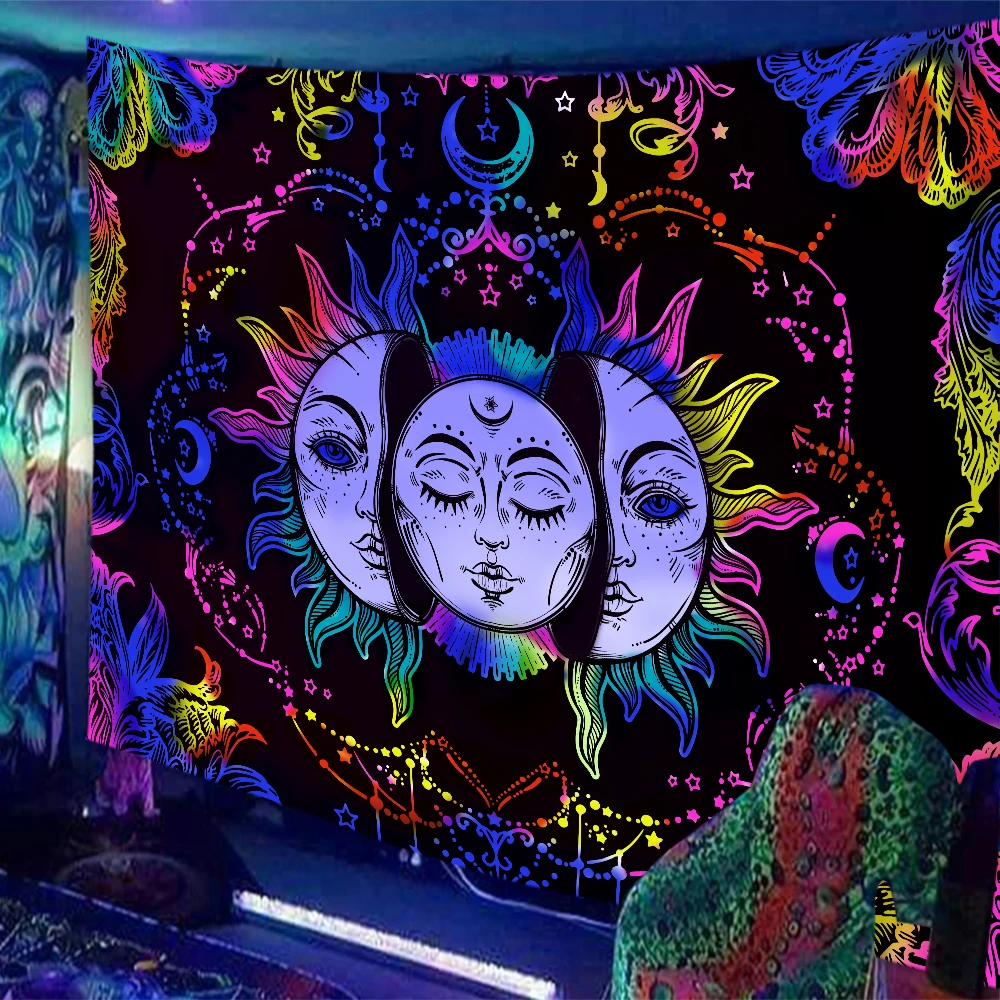Tenture murale lumière noire - Mandala disco