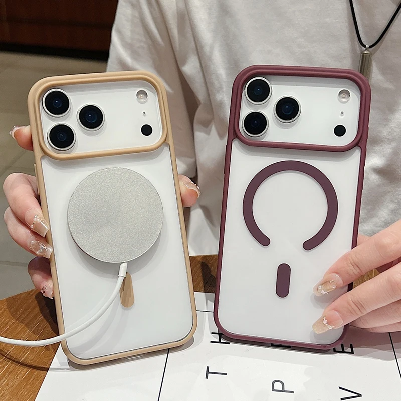 Magsafe-Compatible Clear Shockproof Phone Case with Magnetic Wireless Charging Capability
