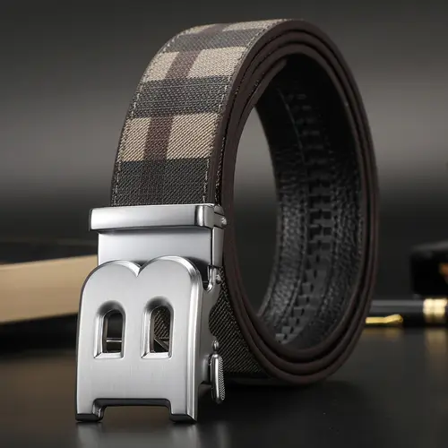 High Quality Leather Belt Men Luxury Brand Designer fashion Canvas Belts for Men Strap Male Metal Automatic Buckle Belt - Image 4