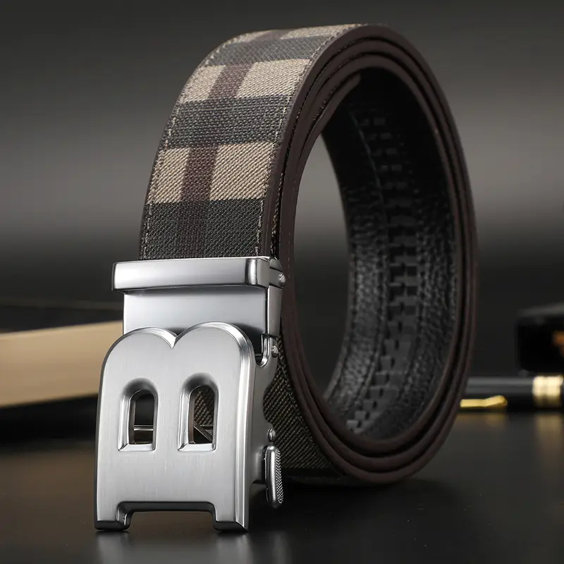 High Quality Leather Belt Men Luxury Brand Designer fashion Canvas Belts for Men Strap Male Metal Automatic Buckle Belt - Image 4
