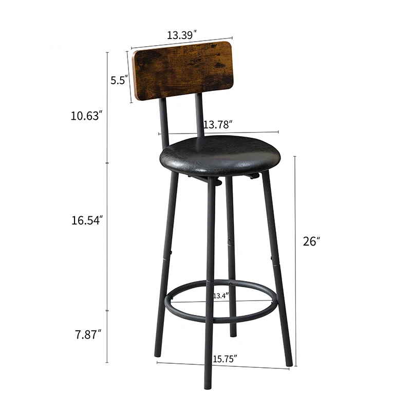 Soft bag bar stool and dining table three-piece set, bar chair with backrest, counter table, small square table, suitable fo