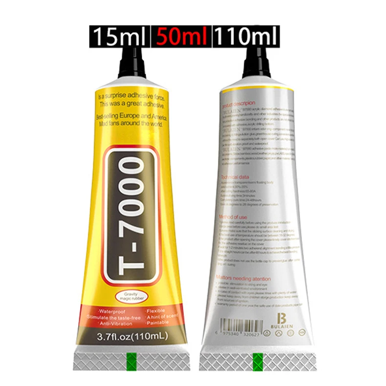 15/50/110ml T7000 Black Glue Safety Materials Epoxy Resin Repair Cell Phone Touch ScreerLiguid Glue Jewelry Craft Adhesive Glue 4