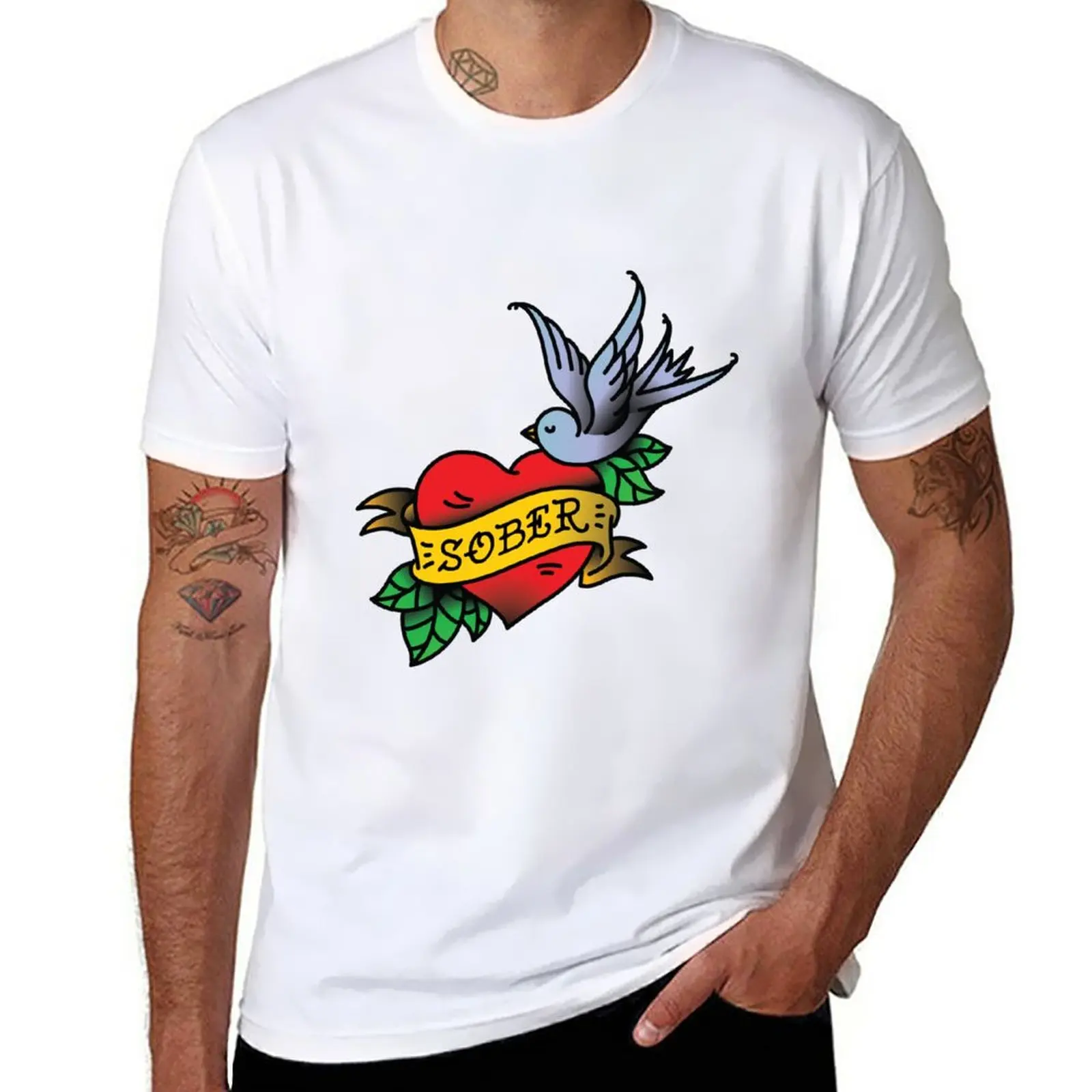 

New Sober Tattoo T-Shirt anime clothes T-shirt short mens graphic t-shirts