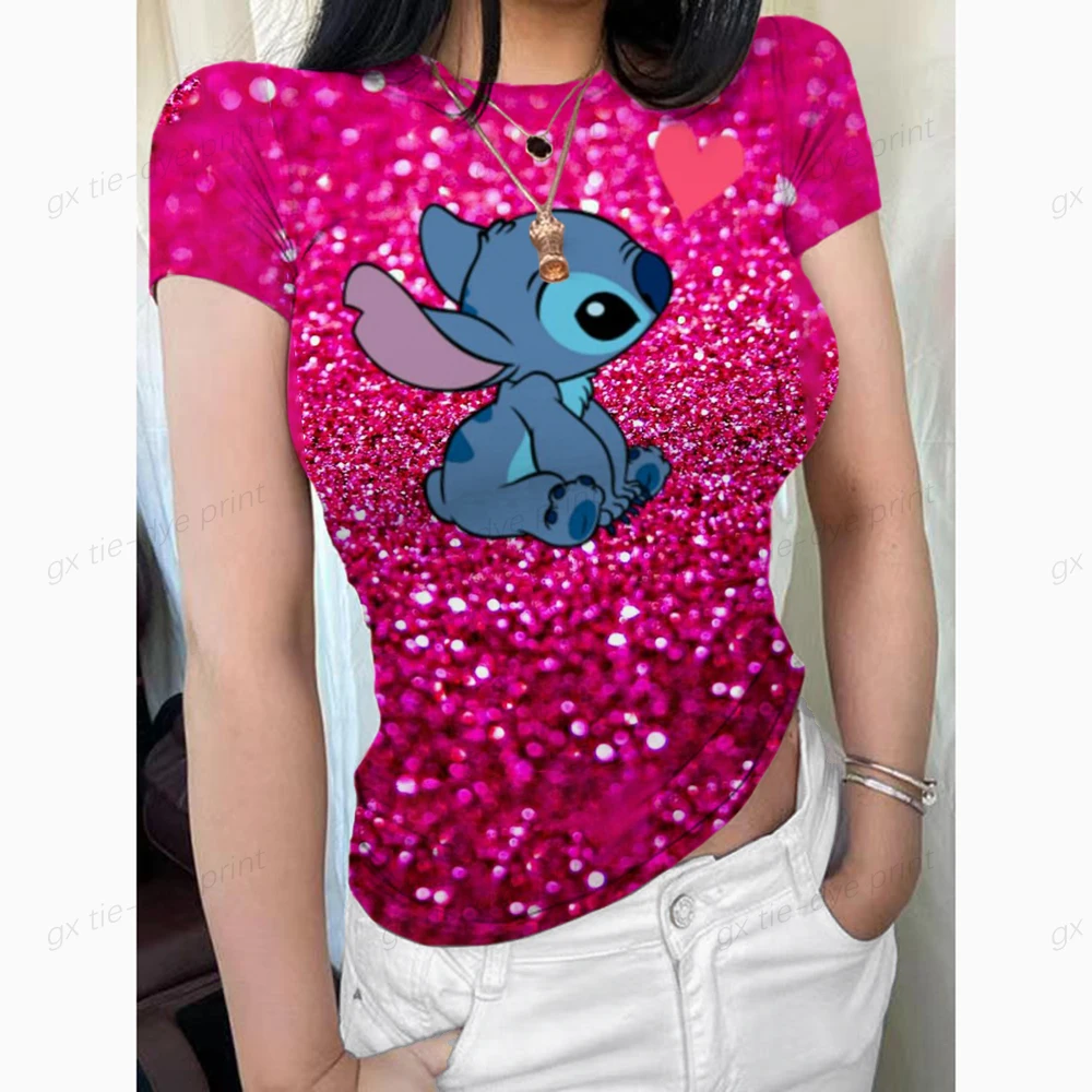 

Disney Stitch Everyday Women's Clothing Casual T slim Shirt Streetwear 2023 Summer New Fashion Women's T-shirt Top