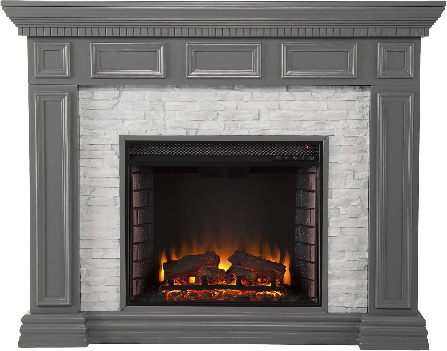 Dakesbury Faux Stacked Stone 50" Electric Fireplace, Gray