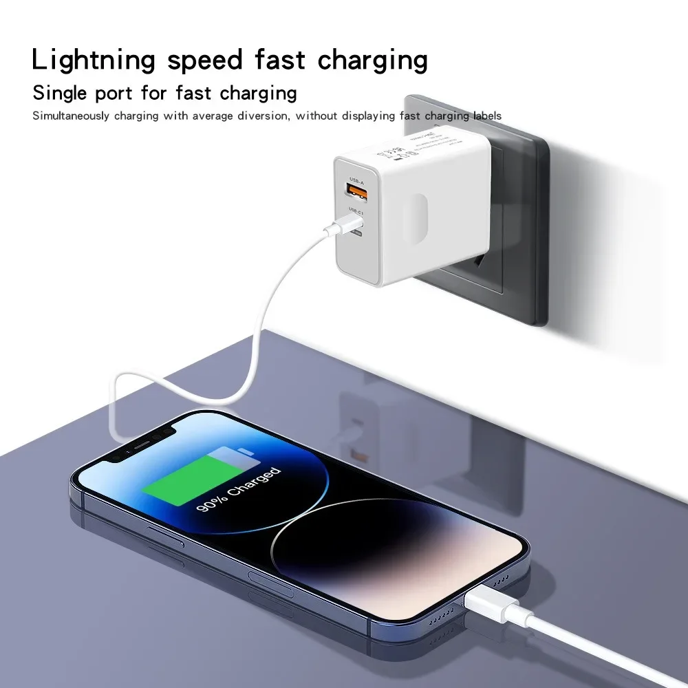 Total 120W USB GaN Charger Type C Fast Charging PD Mobile Phone Quick Charge Wall Adapter for IPhone 15 Pro Xiaomi Samsung S24 SHOP