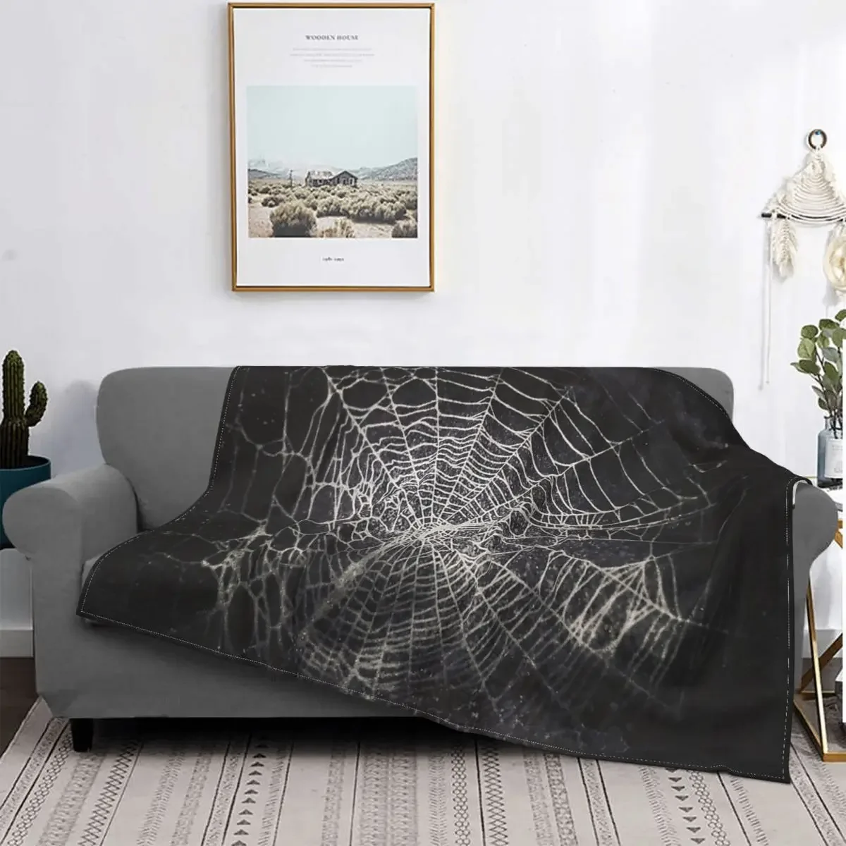 

Фланелевое флисовое покрывало Spiderweb с принтом для дивана, кровати, всесезонное супер мягкое покрывало из микрофибры для дивана, декоративные пледы