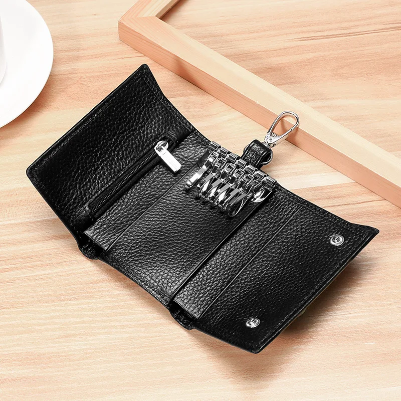 Key Holder Genuine Leather Key Holder Wallet Key Organizer with Card Slots,key organizer,key holder,key purse