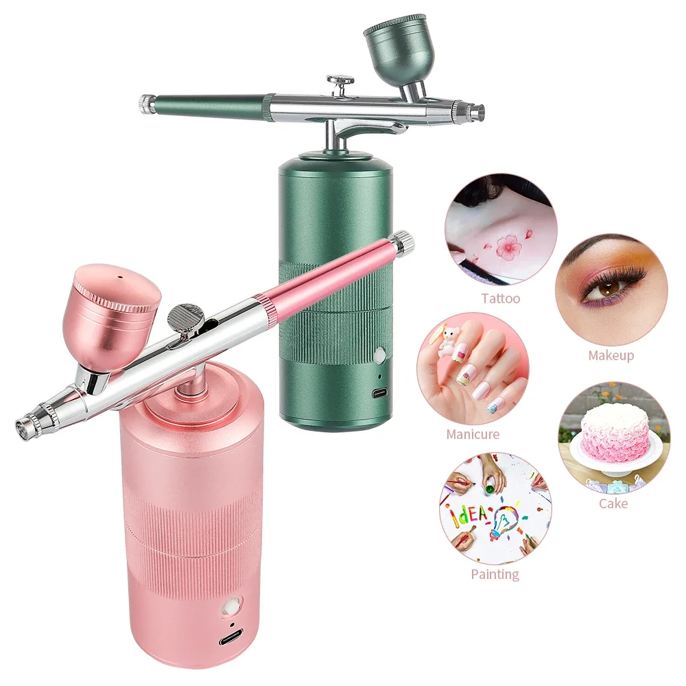 Air Compressor Paint Spray Gun Oxygen Injector Facial Hydrating Tattoo Airbrush Sprayer Gun Kit Nail Body Art Beauty Airbrush