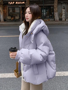 2025 ملابس النساء معطف القطن القصير الشتاء نمط جديد فضفاض صالح سميكة سترة قطن صغيرة الحماية الباردة الخبز سترات 5