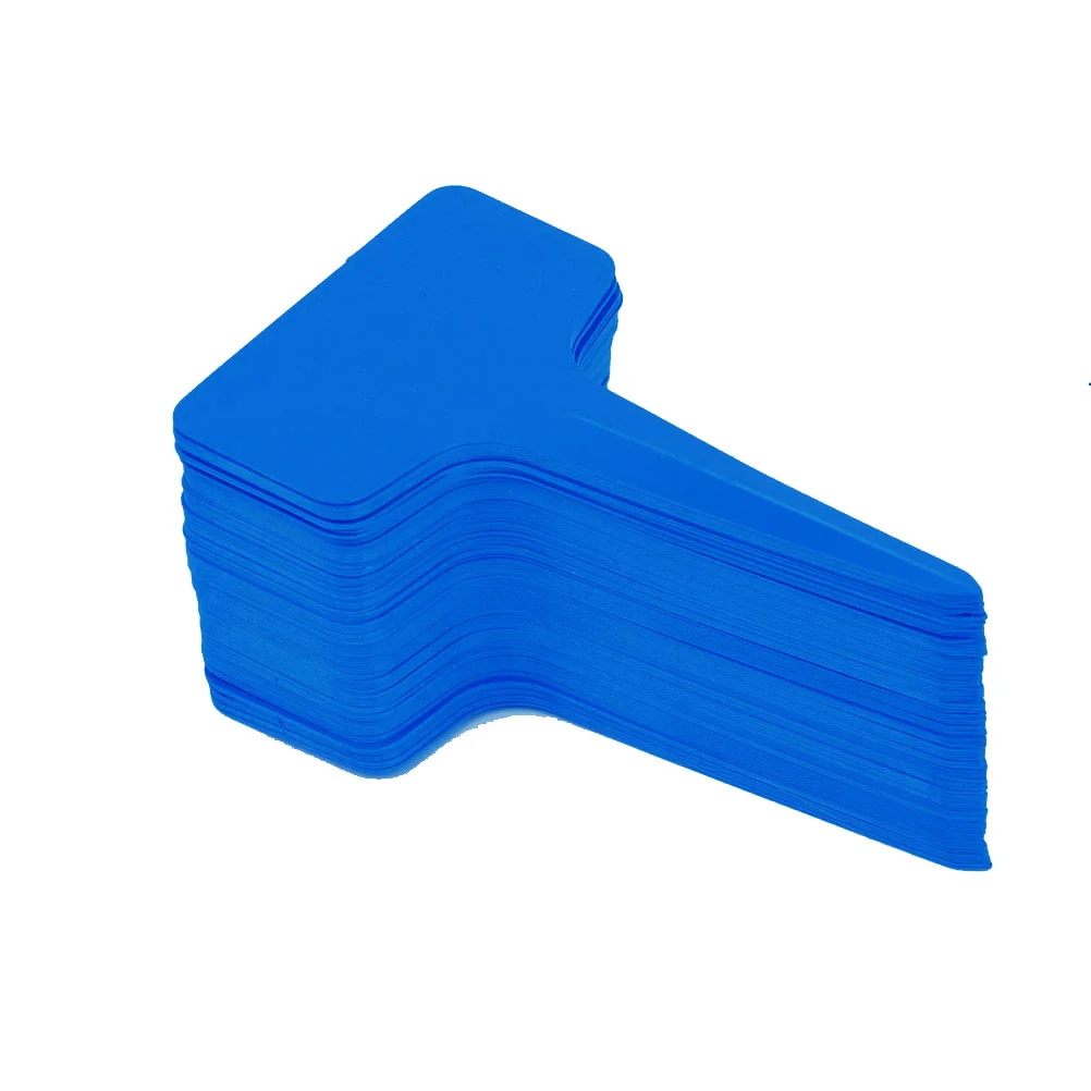 

100pcs 10*6cm Plastic Plant T-type Tags Markers Nursery Garden Labels (Blue)