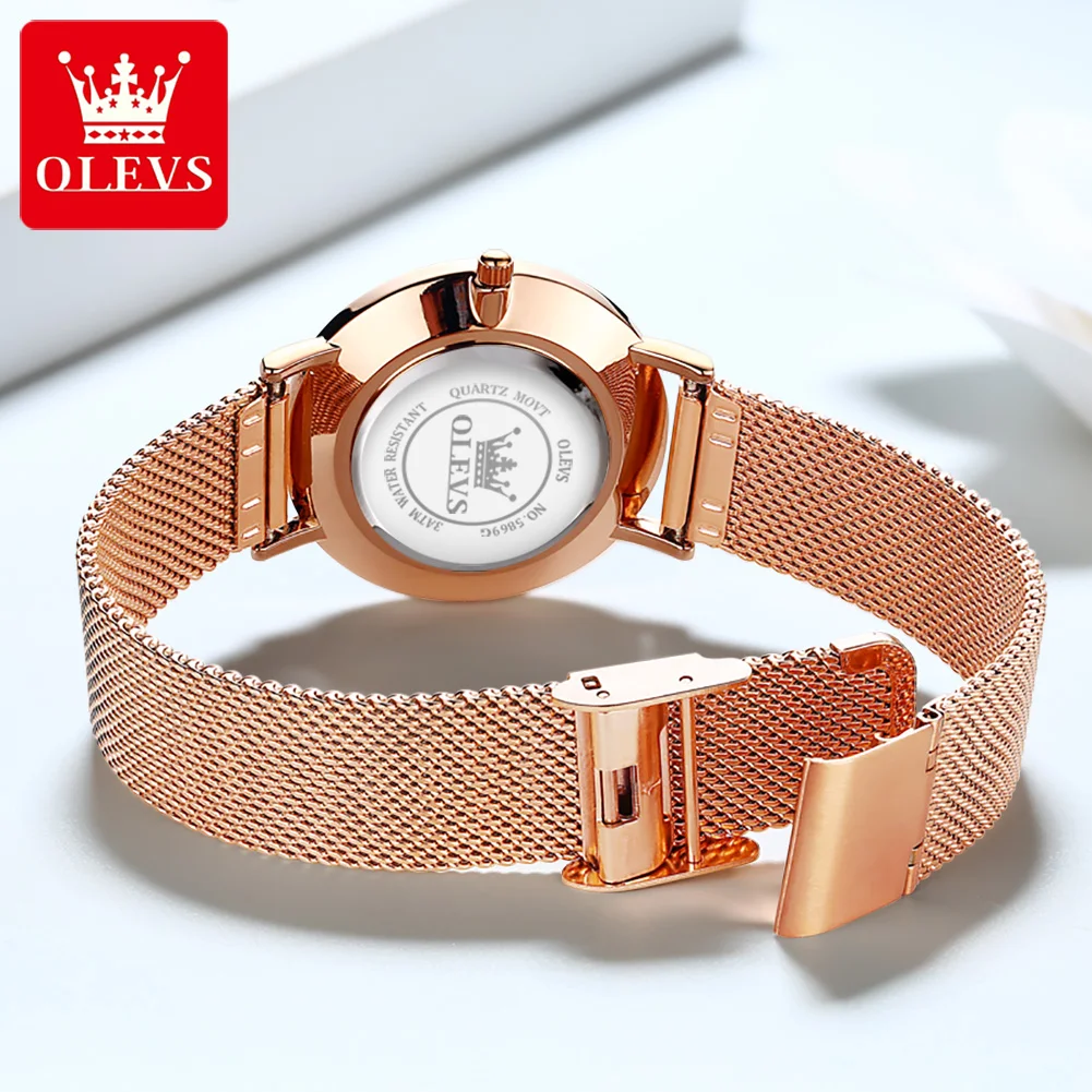 OLEVS 5869 Fashion Women's Watches Milanese Mesh Belt Waterproof Simplicity Versatile Quartz Watch for Lady Original Wristwatch 2