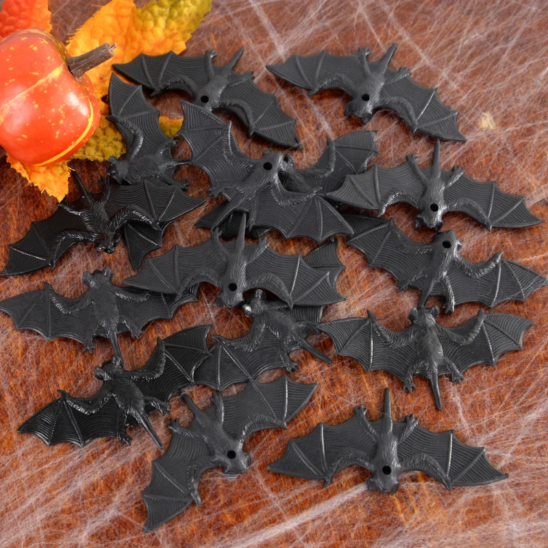 Halloween Dekoration schwarz gefälschte Fledermaus gruselige Simulation Kunststoff Spinne Insekt für Halloween Party Spinnennetz Dekor Requisiten Trick Spielzeug – Detail 10