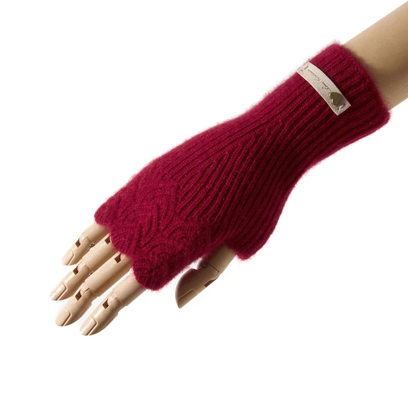 Benefit Price Damen-Handschuhe aus 100 % Premium-Kaschmir, gestrickte Spitze, fingerlose Handschuhe, elegante Damen-Thermohandschuhe, verlängerte Fäustlinge – Detail 8