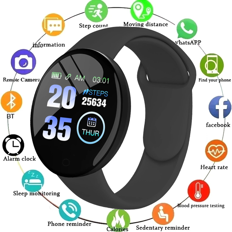 2025 New D18 Smart Bracelet Real Step Count Fashion Alarm Clock Watch Bluetooth Music Fitness Tracker Sports Smartwatch Android