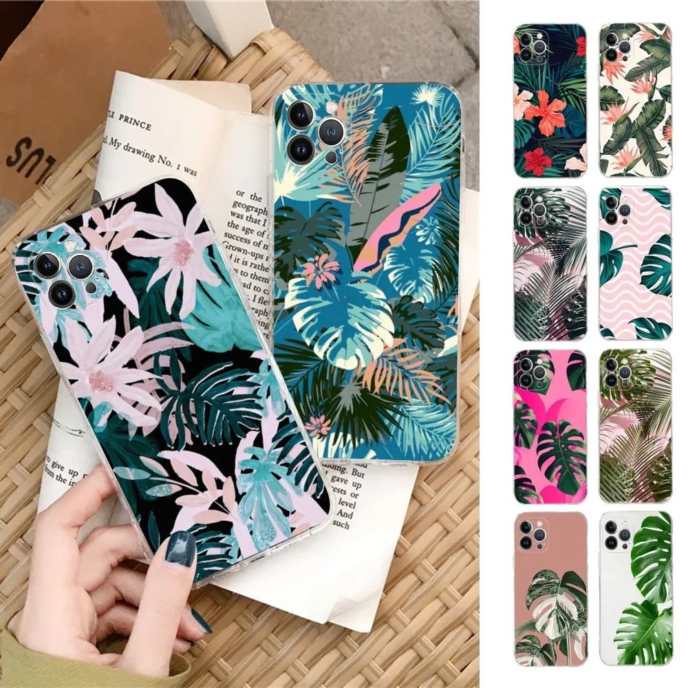 Custodia Per Telefono Monstera Green Leaves Per Iphone 15 14 11 12 13 Mini Pro Xs Max Cover 6 7 8 Plus X Xr Se 2020 Funda Shell