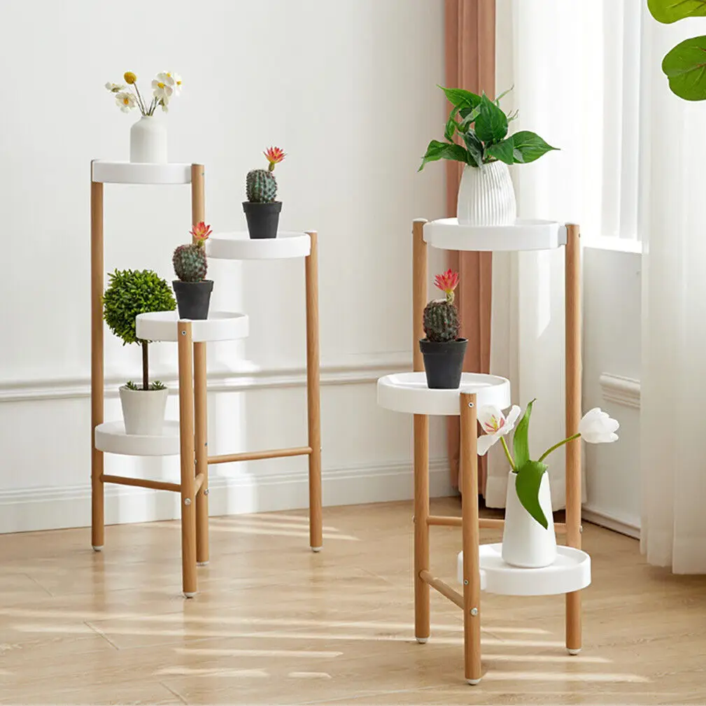 3 Tier Bamboo Plant Pot Display Shelf Flower Stand Holder Outdoor Garden Balcony Storage Rack
