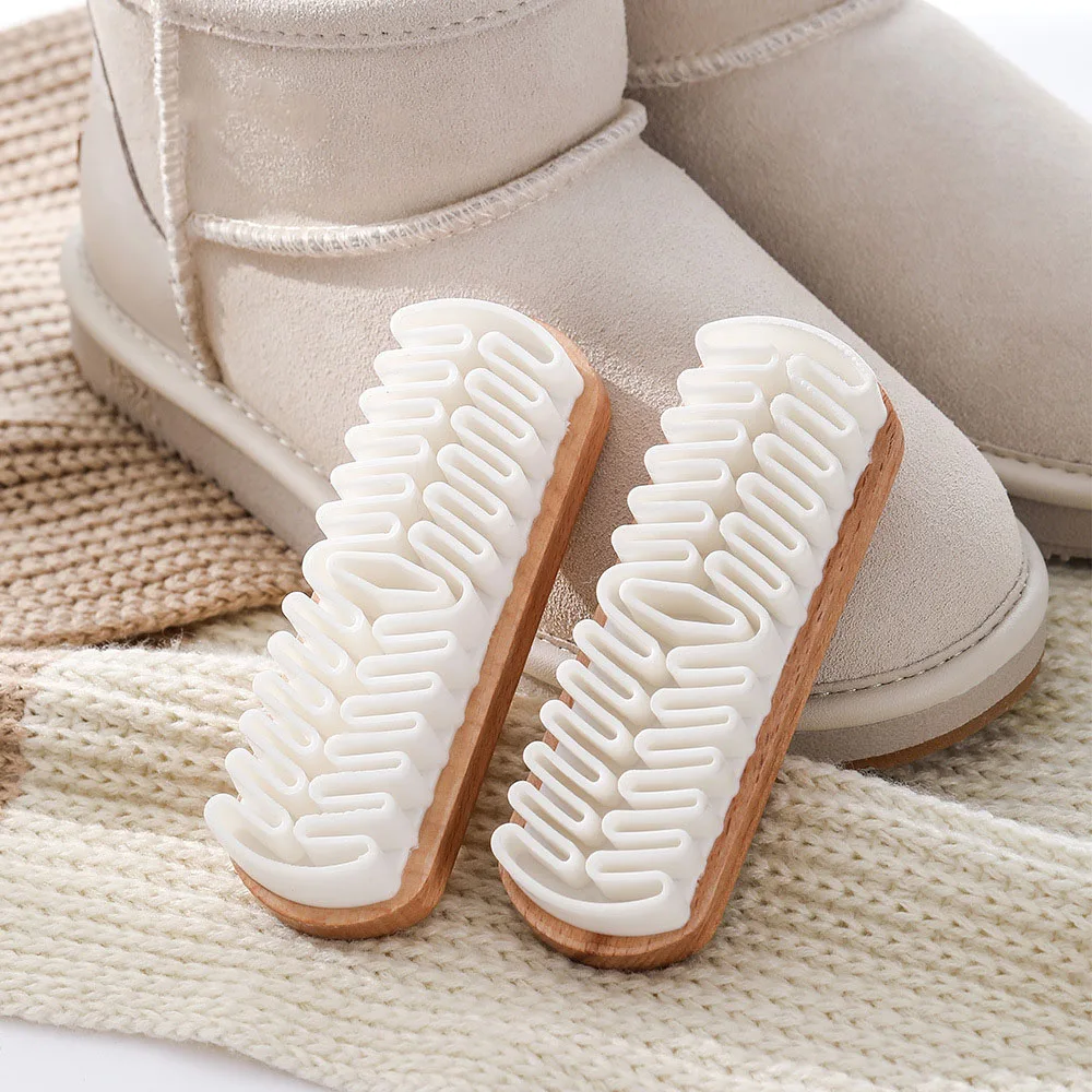 Suede Cleaning Brush Raw Rubber Head and Beech Wood Handle Shoes Cleaning Kit Leather Series Car Interior Cleaning Tool 4