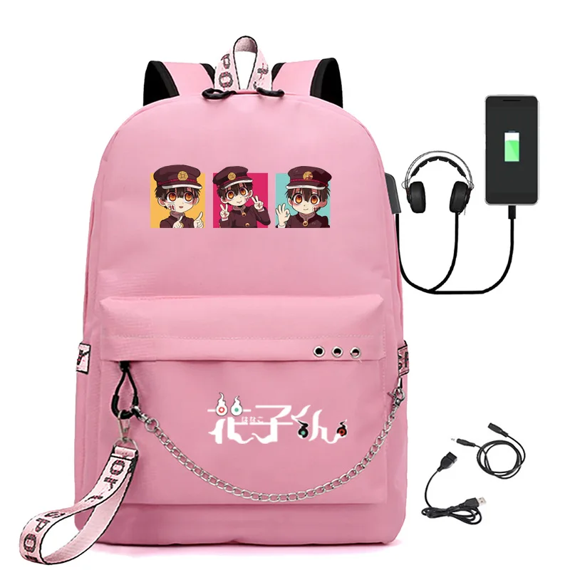 Popular Creative Hanako-kun USB Student School Bags Unisex Print Oxford Waterproof Notebook multifunction Travel Backpacks