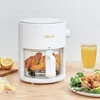 Glass Air Fryer Countertop Oven 360Crispy Technology 3 Quart White Stain Resistant Non-Toxic Easy Clean Fast Cooking Mini Fryer 6