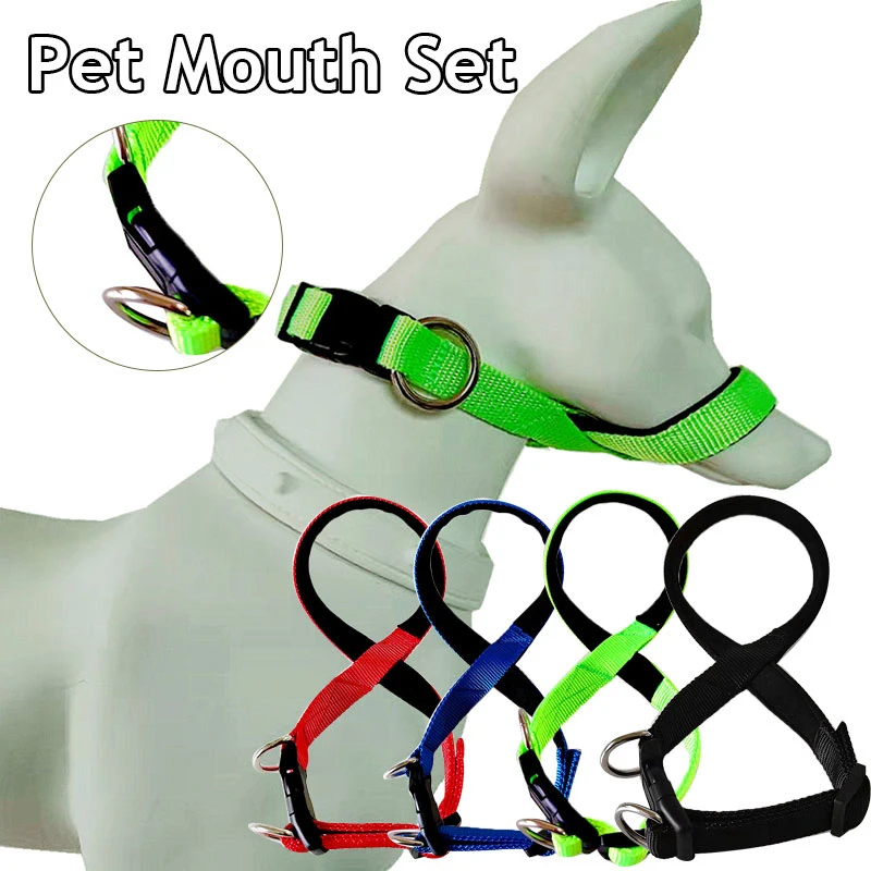Training Durable Dog Muzzle Adjustable Comfortable Anti-bite Muzzle Cross Dog Head Ring Solid Color Anti-barking dog muzzle