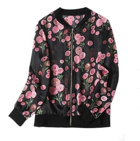 

3/4 Sleeve Women Chiffon Jackets Floral Print Chiffon Coats Women Spring Summer Chiffon Tops