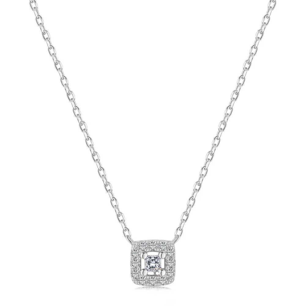 

Лидер продаж, ожерелье из стерлингового серебра S925 с подвеской в виде бриллианта, маленький и минималистичный дизайн, стильная текстура