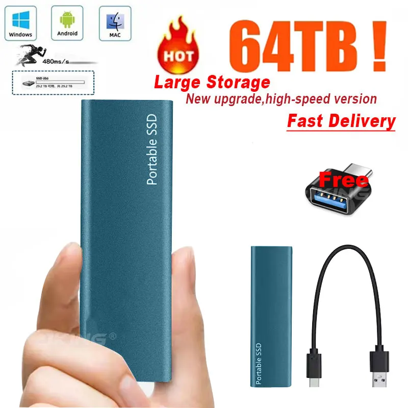 Оригинальный портативный внешний жесткий диск с интерфейсом USB 3,1 на 1 ТБ