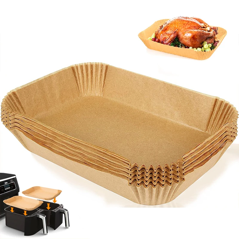 Airfryer Baking Liner Rectangle Disposable Airfryer Baking Paper Liner Waterproof Oilproof Non-Stick Baking Mat for Ninja Foodi Air Fryer Accessories