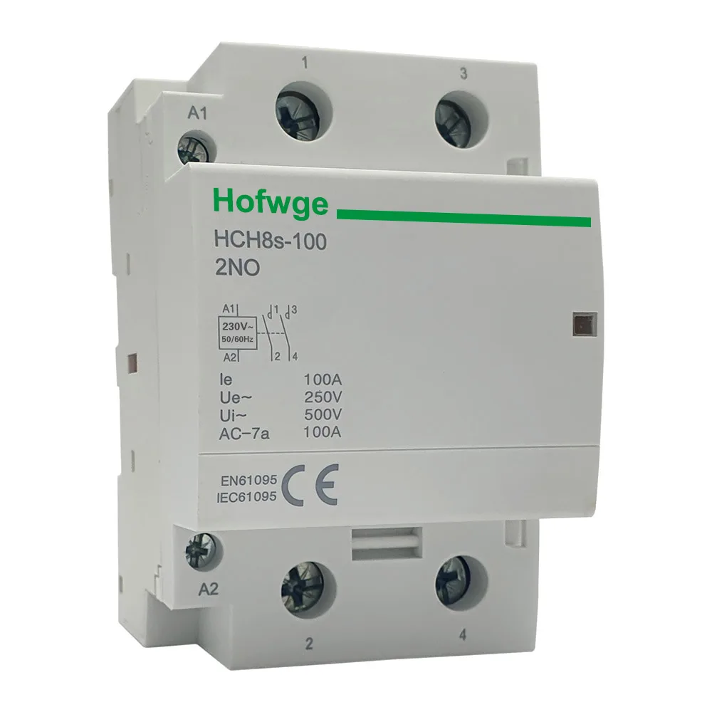 Contator Modular do Agregado Familiar Automático tipo do Trilho do Ruído Hch8s100 2p 100a 2no ou 4no 220v