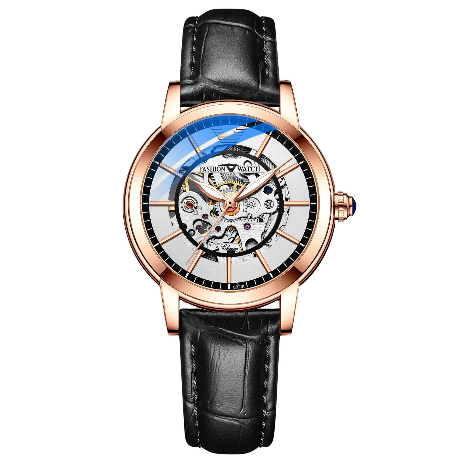 

Модные брендовые роскошные женские механические часы Chenxi со стальным ремешком и кожаным ремешком, водонепроницаемые автоматические часы цвета розового золота, женские часы