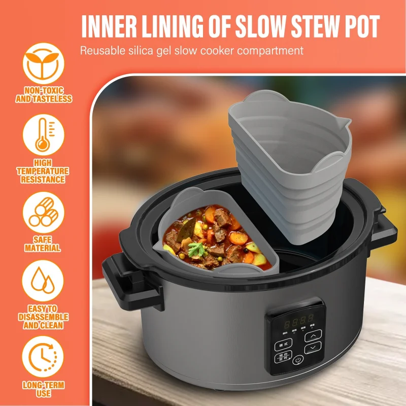 Silicone Slow Cooker Divider Liner Reusable Divider Leakproof