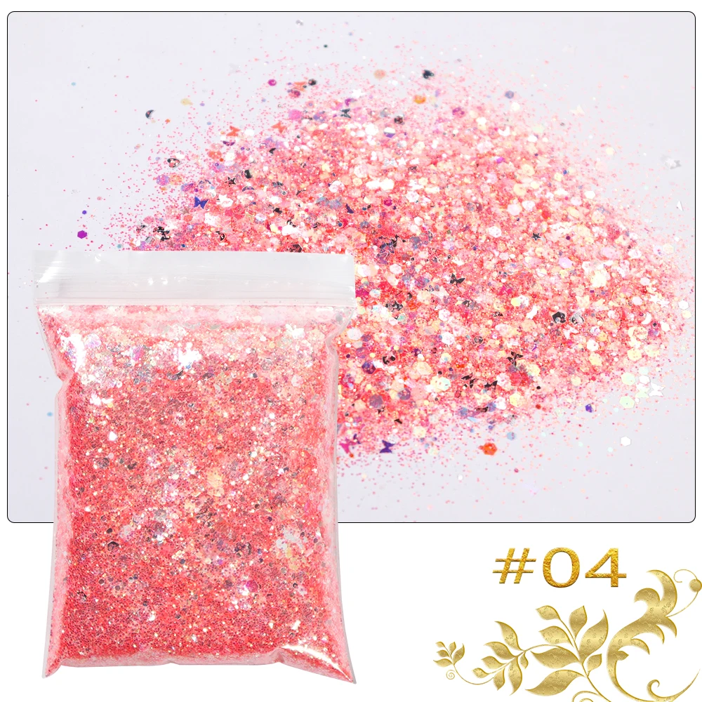 

50g/Bag Iridescent Butterfly Chunky Glitter Nail Sequin 3D Holographic Slices Flakes Sparkly DIY Manicure Nail Art Loose Glitter