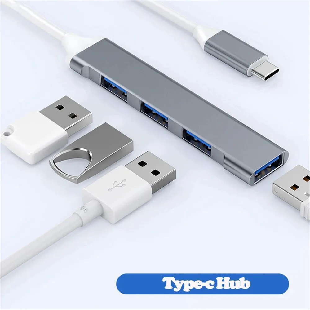 Adattatore hub Mini USB tipo C a 4 porte USB 3.0 Multi Splitter Docking station 4 in 1 Ultra sottile in alluminio super veloce per PC portatili - immagine 5
