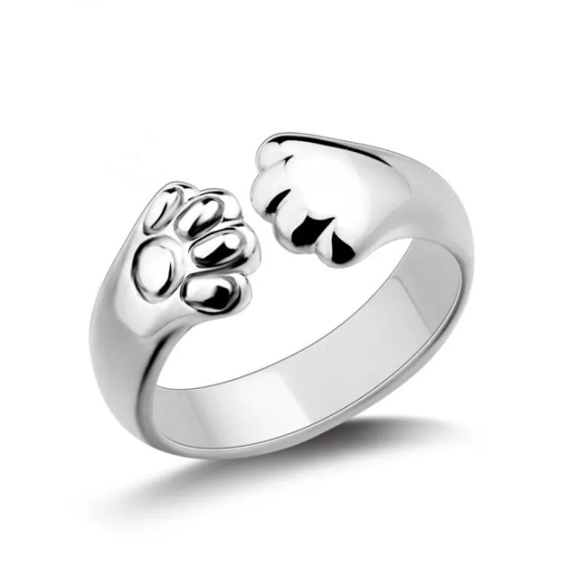Silver Rings 925 Sterling Silver Jewelry Cat Claw Opening Rings
